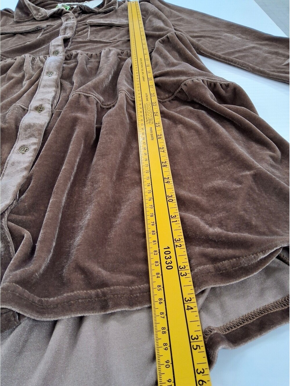 Umgee USA Brown Velvet like Tiered Shirt Dress Size 1XL - Picture 7 of 7
